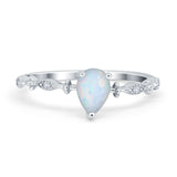 Teardrop Wedding Ring Simulated Cubic Zirconia 925 Sterling Silver