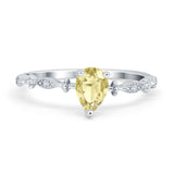 Teardrop Wedding Ring Simulated Cubic Zirconia 925 Sterling Silver
