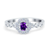 Vintage Style Engagement Ring Round Simulated Cubic Zirconia 925 Sterling Silver