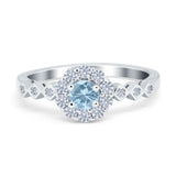 Vintage Style Engagement Ring Round Simulated Cubic Zirconia 925 Sterling Silver