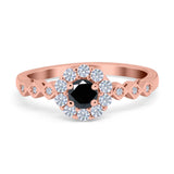 Vintage Style Engagement Ring Round Simulated Cubic Zirconia 925 Sterling Silver