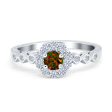 Vintage Style Engagement Ring Round Simulated Cubic Zirconia 925 Sterling Silver