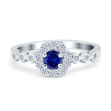 Vintage Style Engagement Ring Round Simulated Cubic Zirconia 925 Sterling Silver