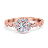 Vintage Style Engagement Ring Round Simulated Cubic Zirconia 925 Sterling Silver