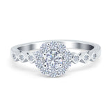 Vintage Style Engagement Ring Round Simulated Cubic Zirconia 925 Sterling Silver
