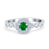 Vintage Style Engagement Ring Round Simulated Cubic Zirconia 925 Sterling Silver