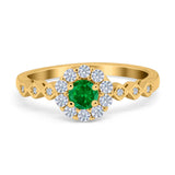 Vintage Style Engagement Ring Round Simulated Cubic Zirconia 925 Sterling Silver