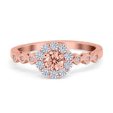 Vintage Style Engagement Ring Round Simulated Cubic Zirconia 925 Sterling Silver