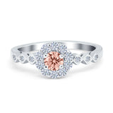 Vintage Style Engagement Ring Round Simulated Cubic Zirconia 925 Sterling Silver