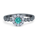 Vintage Style Engagement Ring Round Simulated Cubic Zirconia 925 Sterling Silver