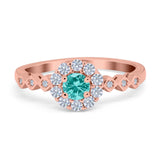 Vintage Style Engagement Ring Round Simulated Cubic Zirconia 925 Sterling Silver