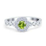 Vintage Style Engagement Ring Round Simulated Cubic Zirconia 925 Sterling Silver