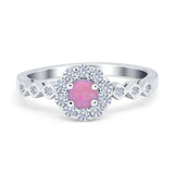 Vintage Style Engagement Ring Round Simulated Cubic Zirconia 925 Sterling Silver