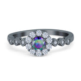 Vintage Style Engagement Ring Round Simulated Cubic Zirconia 925 Sterling Silver