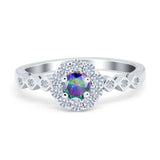Vintage Style Engagement Ring Round Simulated Cubic Zirconia 925 Sterling Silver