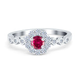 Vintage Style Engagement Ring Round Simulated Cubic Zirconia 925 Sterling Silver