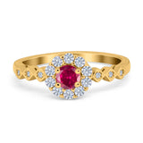 Vintage Style Engagement Ring Round Simulated Cubic Zirconia 925 Sterling Silver