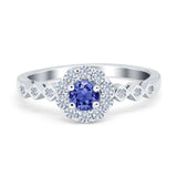 Vintage Style Engagement Ring Round Simulated Cubic Zirconia 925 Sterling Silver