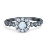 Vintage Style Engagement Ring Round Simulated Cubic Zirconia 925 Sterling Silver