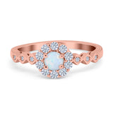 Vintage Style Engagement Ring Round Simulated Cubic Zirconia 925 Sterling Silver