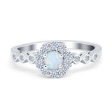 Vintage Style Engagement Ring Round Simulated Cubic Zirconia 925 Sterling Silver