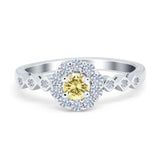 Vintage Style Engagement Ring Round Simulated Cubic Zirconia 925 Sterling Silver