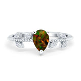 Teardrop Engagement Ring Pear Simulated Cubic Zirconia 925 Sterling Silver
