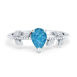 Teardrop Engagement Ring Pear Simulated Cubic Zirconia 925 Sterling Silver
