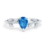 Teardrop Engagement Ring Pear Simulated Cubic Zirconia 925 Sterling Silver