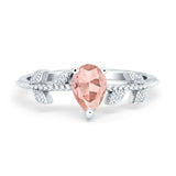 Teardrop Engagement Ring Pear Simulated Cubic Zirconia 925 Sterling Silver