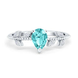 Teardrop Engagement Ring Pear Simulated Cubic Zirconia 925 Sterling Silver