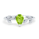 Teardrop Engagement Ring Pear Simulated Cubic Zirconia 925 Sterling Silver