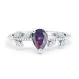Teardrop Engagement Ring Pear Simulated Cubic Zirconia 925 Sterling Silver