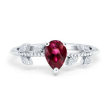 Teardrop Engagement Ring Pear Simulated Cubic Zirconia 925 Sterling Silver