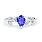 Teardrop Engagement Ring Pear Simulated Cubic Zirconia 925 Sterling Silver