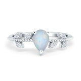 Teardrop Engagement Ring Pear Simulated Cubic Zirconia 925 Sterling Silver