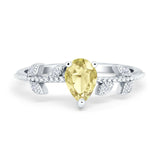 Teardrop Engagement Ring Pear Simulated Cubic Zirconia 925 Sterling Silver