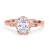 Vintage Style Wedding Ring Round Simulated Cubic Zirconia 925 Sterling Silver