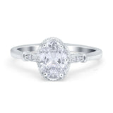 Vintage Style Wedding Ring Round Simulated Cubic Zirconia 925 Sterling Silver