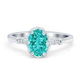 Vintage Style Wedding Ring Round Simulated Cubic Zirconia 925 Sterling Silver