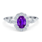 Art Deco Engagement Ring Oval Simulated Cubic Zirconia 925 Sterling Silver