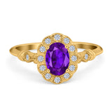 Art Deco Engagement Ring Oval Simulated Cubic Zirconia 925 Sterling Silver