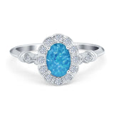 Art Deco Engagement Ring Oval Simulated Cubic Zirconia 925 Sterling Silver