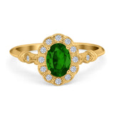 Art Deco Engagement Ring Oval Simulated Cubic Zirconia 925 Sterling Silver