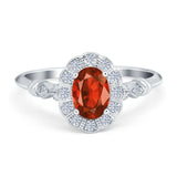 Art Deco Engagement Ring Oval Simulated Cubic Zirconia 925 Sterling Silver