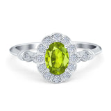 Art Deco Engagement Ring Oval Simulated Cubic Zirconia 925 Sterling Silver
