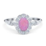 Art Deco Engagement Ring Oval Simulated Cubic Zirconia 925 Sterling Silver
