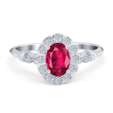 Art Deco Engagement Ring Oval Simulated Cubic Zirconia 925 Sterling Silver
