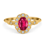 Art Deco Engagement Ring Oval Simulated Cubic Zirconia 925 Sterling Silver