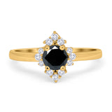 Art Deco Halo Engagement Ring Round Simulated Cubic Zirconia 925 Sterling Silver